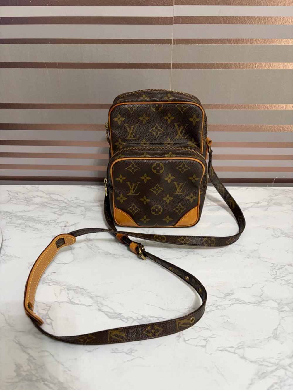 Louis Vuitton Brown Monogram Canvas Crossbody with Tan Trim